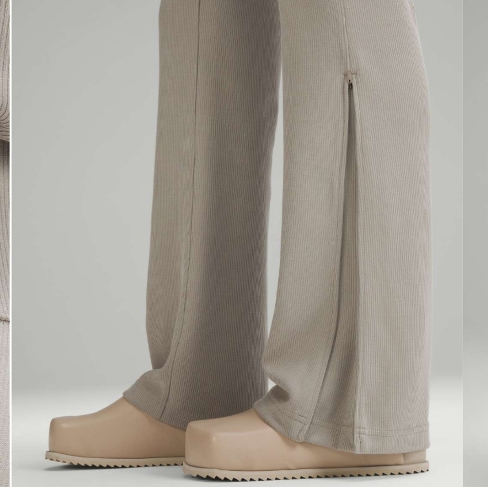 Lululemon Brushed Softstreme Ribbed Zip Flared Pant 32.5" Riverstone - Picture 3 of 13